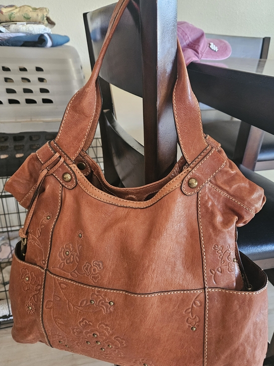 Fossil Handbags - Fossil Leather Floral-Embossed Shoulder Bag And Wallet in Brown